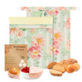 2 Pack Beeswax Bread Bags for Homemade Bread, Includes 2 Wraps, Reusable Organic Cotton Storage for Sourdough & Baguettes, Keep Fresh, Easy to Clean, Ideal for Bakers, Kitchen, Travel
