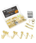 Mr. Pen- Picture Hanging Kit, 220 pcs, Gold, Assorted Hooks | Includes Nails, Sawtooth Hangers, D-Rings, Steel Wire, Ring Hooks, Home Wall Mount Hardware for Frames, Canvas, Décor
