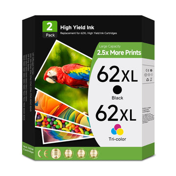 62XL Ink Cartridges Replacement for HP 62 XL Black Color Combo Pack for HP62 HP62XL with Printer Envy 7640 7645 5540 5545 5660 5665 OfficeJet 200 250 5740 5745 5542 5665 5661 5544 5560 5640 5663 5742
