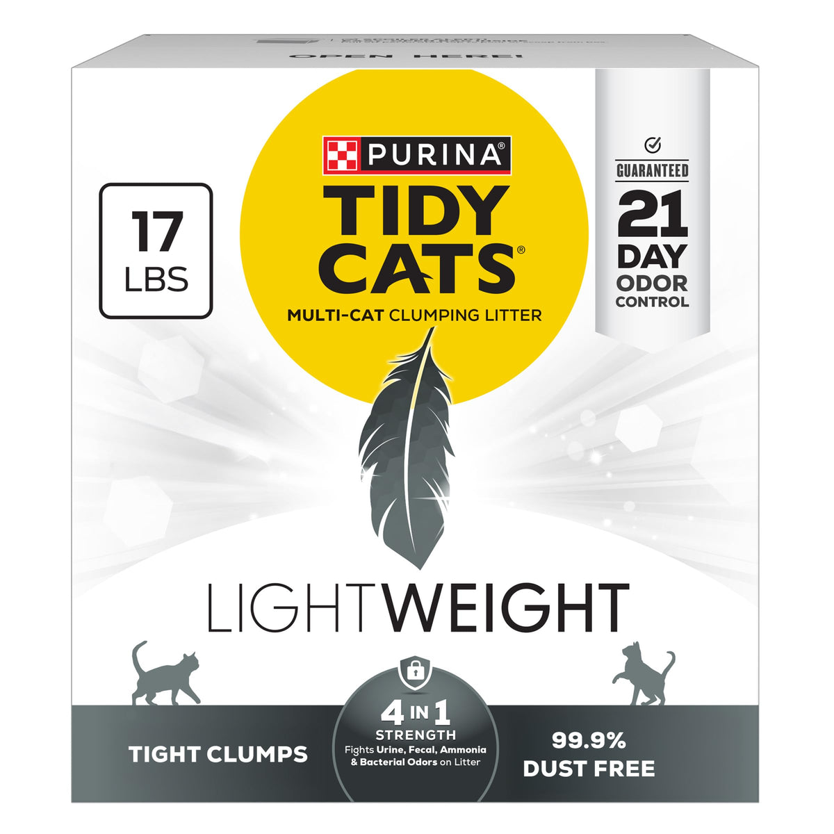 Purina Tidy Cats LightWeight?4-In-1 Strength Multi-Cat, Odor control, Clumping, 99.9 Percent Dust Free Cat Litter - 17 lb. Box