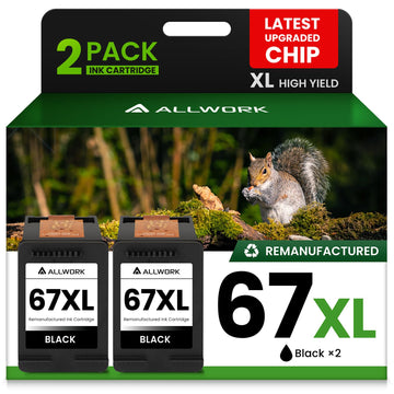 67XL Ink Cartridge Replacement for HP 67 XL Remanufactured for HP Ink 67 67XL for DeskJet 2755e 2700 2855e 2800 2752 2742e 4155e 4255e 4100 Envy 6055 6055e 6455e Printer 2-Pack Black