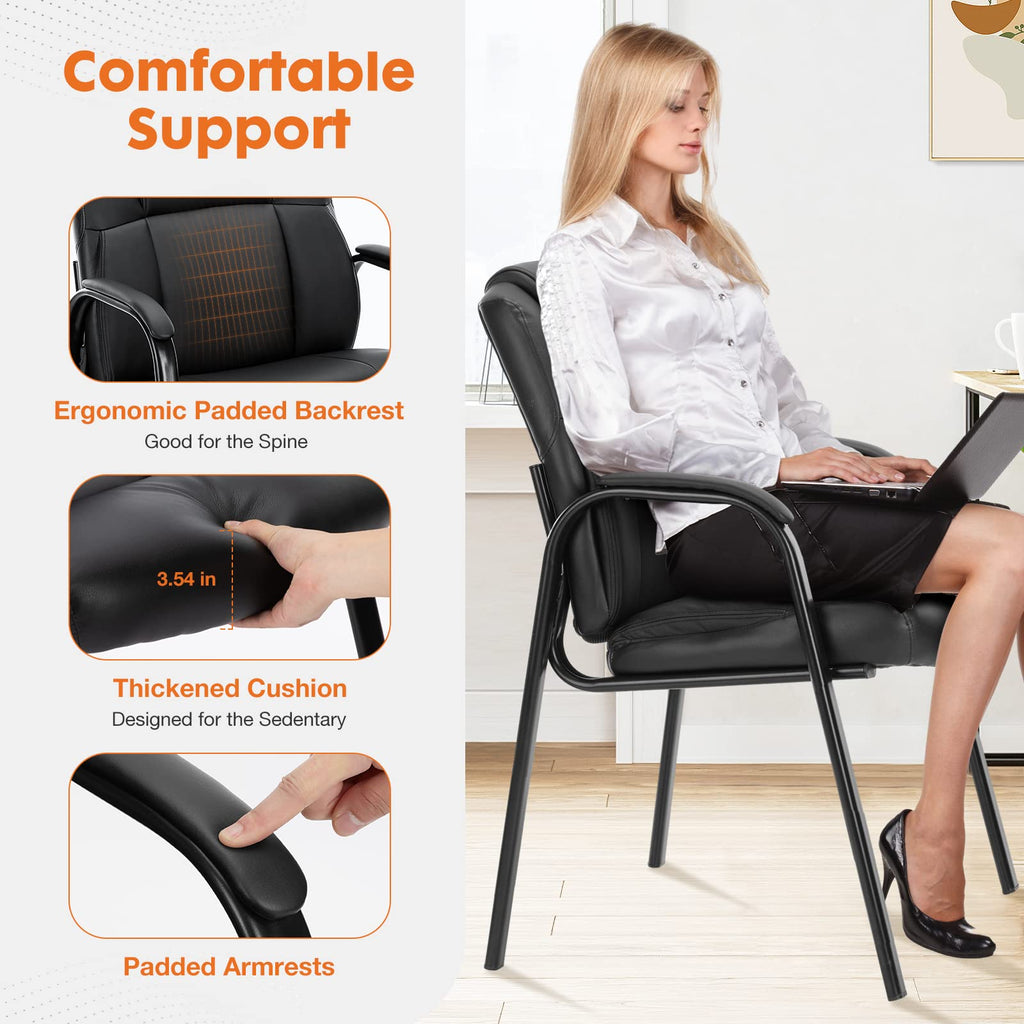 Sweetcrispy Waiting Room Chairs, Executive Office Guest Chair, 1 pc, Black