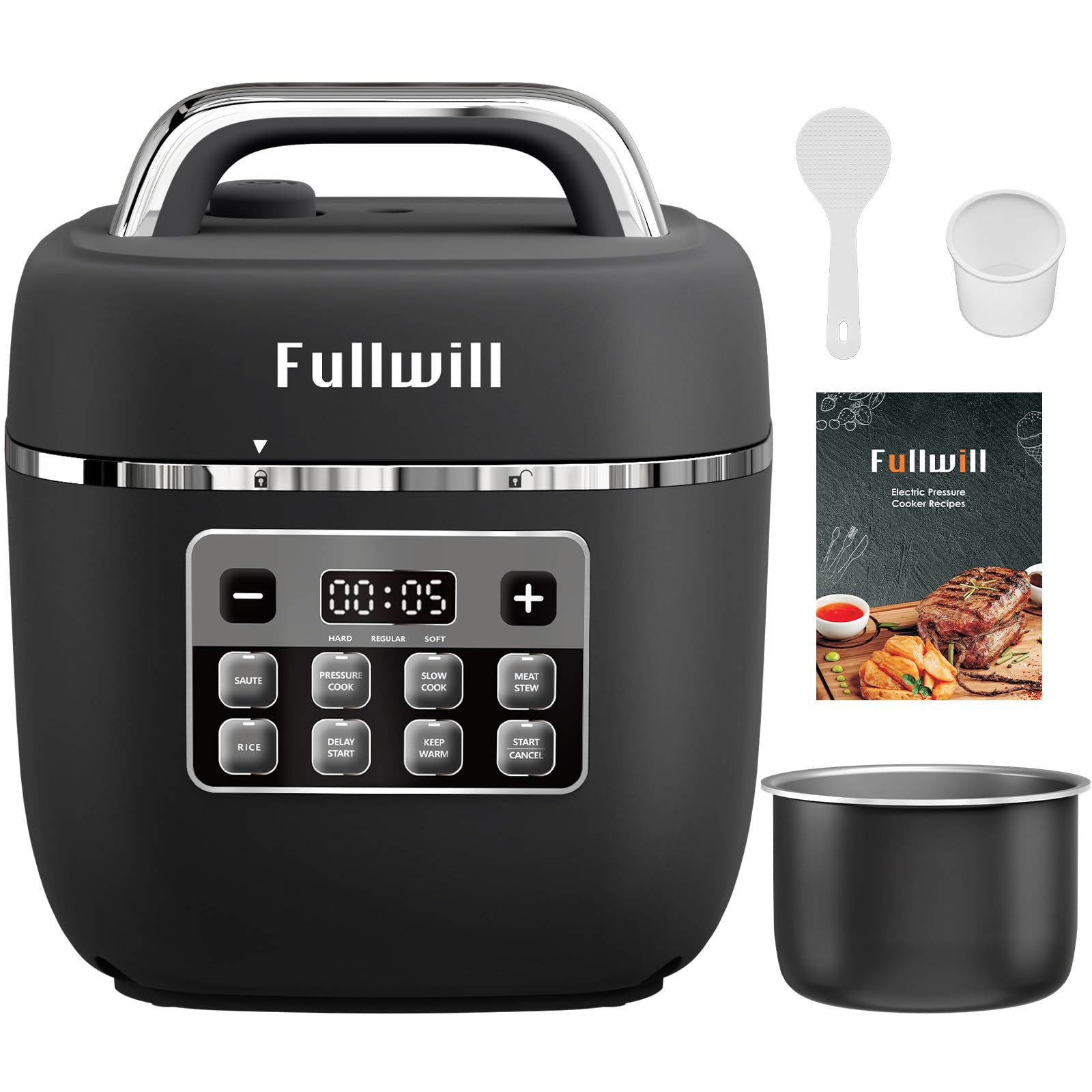 Electric Pressure Cooker Lite, Slow Cooker, Rice, Sauté, Warmer, Olla de Presion Nonstick Pot 3 Quarts