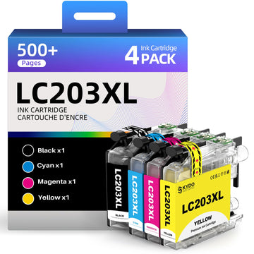 LC203XL LC201XL Ink Cartridges 4 Pack Replacement for Brother LC203 XL LC 203 LC203 LC201 LC-203 LC-201 Color Inks Use for MFC-J480DW MFC-J485DW MFC-J4420DW MFC-J880DW MFC-J885DW MFC-J680DW (BK/C/M/Y)