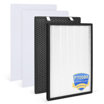 P700BB-W Replacement Filter Set Compatible with Brondell Pro Air Purifiers P700BB P7004C APP60 CANP700BB, 3-in-1 High Efficiency Pleated Filter