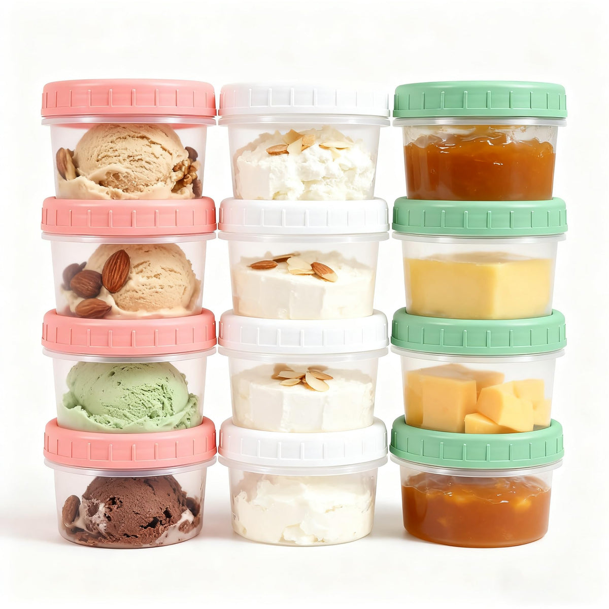 Food Storage Containers, 12 Pack 4 oz Freezer Storage Containers with Twist Top Lids, Leakproof, BPA Free, Microwave & Dishwasher Safe Takeout Container - Ideal for Soup and More