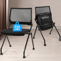 Clatina Stackable & Foldable Conference Room Chairs, Waiting Room Chairs with Wheels & Lumbar Support, Ergonomic Mesh Bouncing Back Folding
