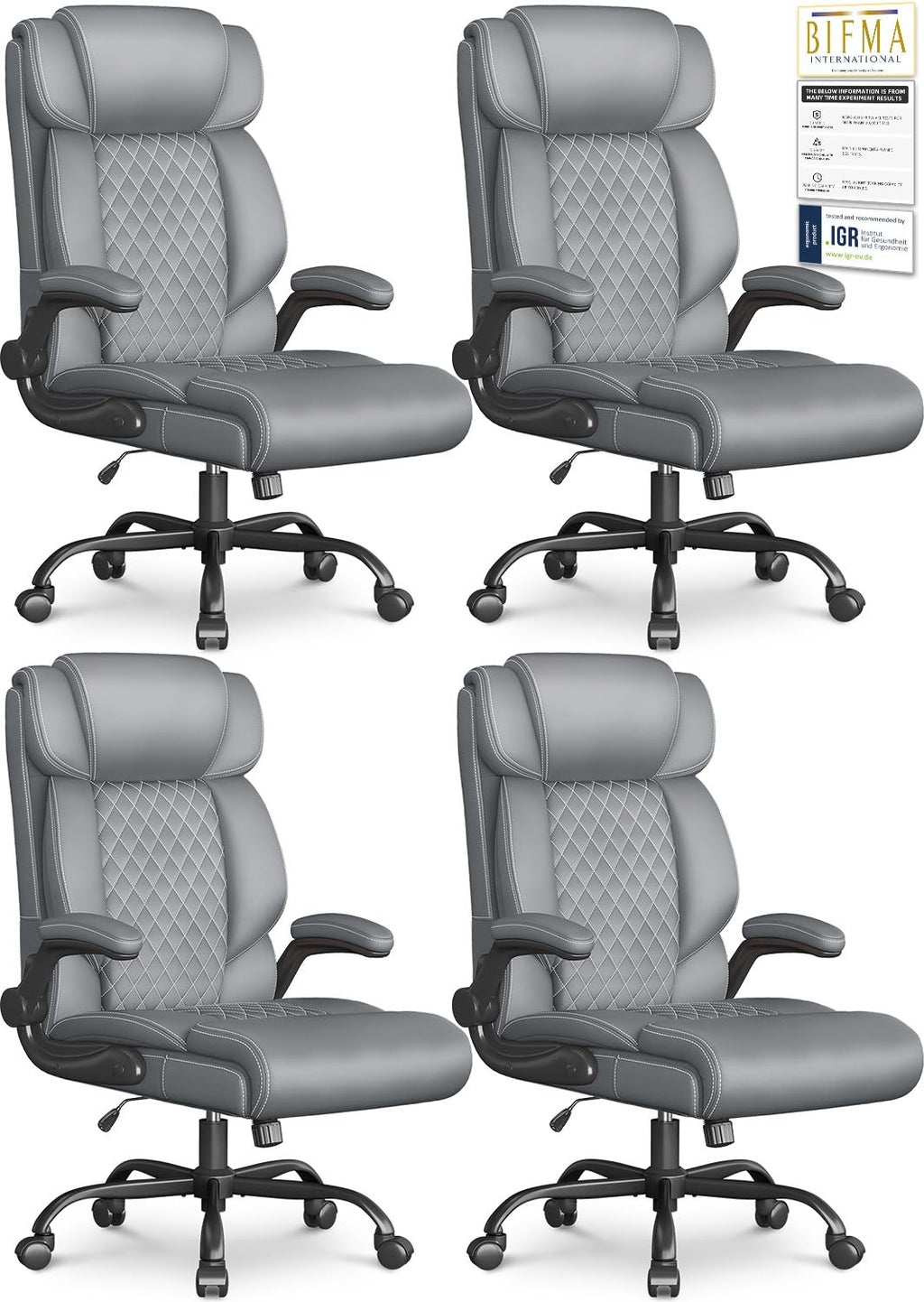 Office Chair-executive High Back Breathable Big and Tall Office Chair Flip-up Armrests Lumbar Support-ergonomic Leather Rolling Swivel Chair