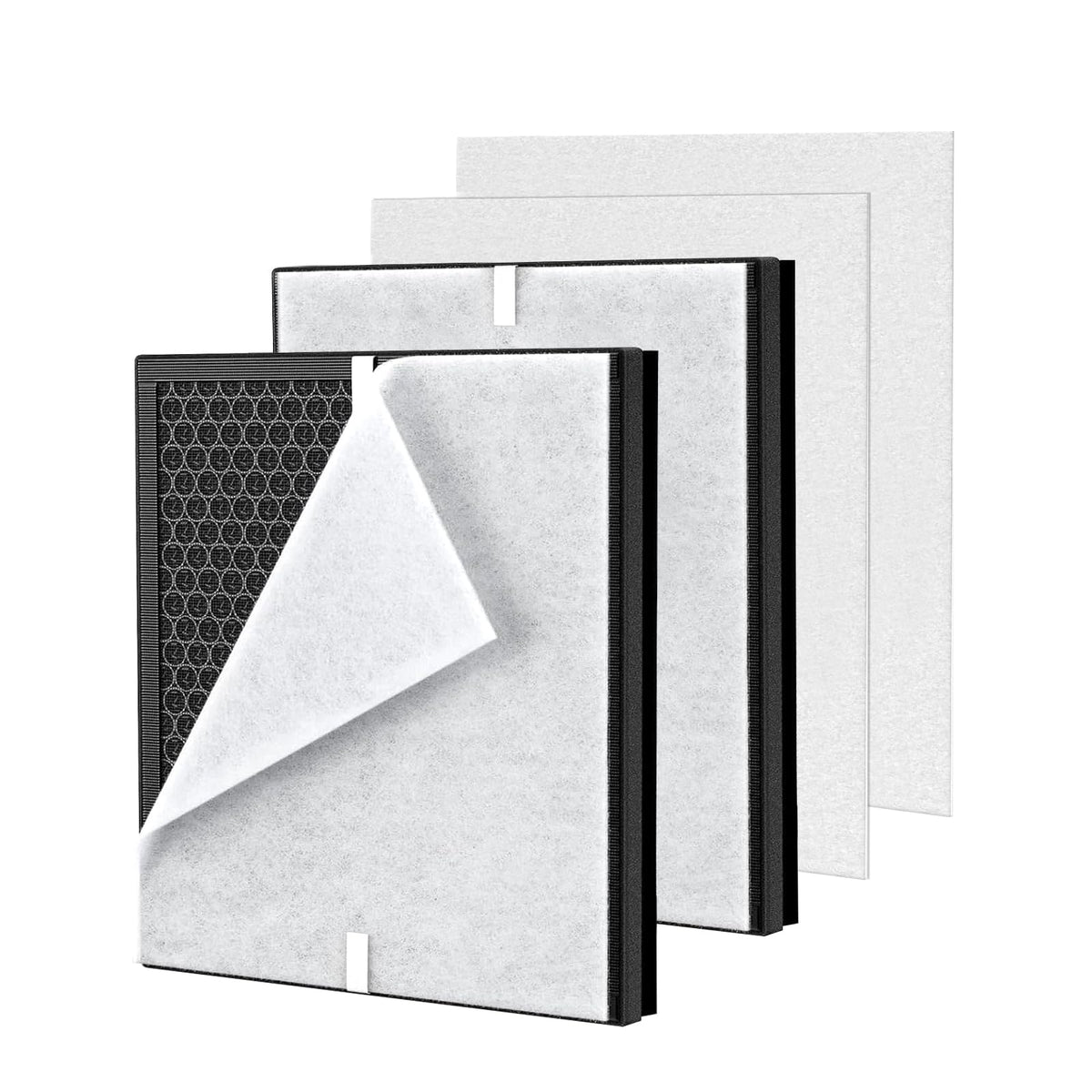 2Pack PR1 Air Filter Replacement Compatible with MOOKA PR1 Air Purifier for Home Large Room up to 2200sq.ft, Includes 4pcs Washable air Filters, Traps Pet Hair Dust Dander