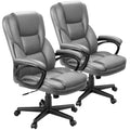 Furmax Office Executive Chair High Back Adjustable Managerial Home Desk Chair, Swivel Computer Pu Leather Chair with Lumbar Support (2, Gray)