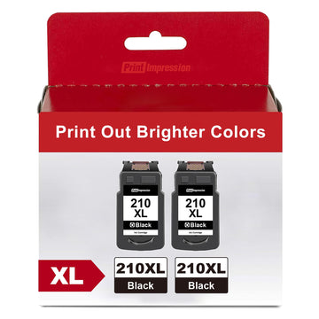 210XL Black Ink Cartridge (2 Pack) Replacement for Canon 210XL Black Ink PG-210 PG-210XL Ink Cartridge Work for PIXMA IP2702 MP230 MP250 MP280 MP480 MP490 MP495 MX320 MX330 MX350 MX410 MX420