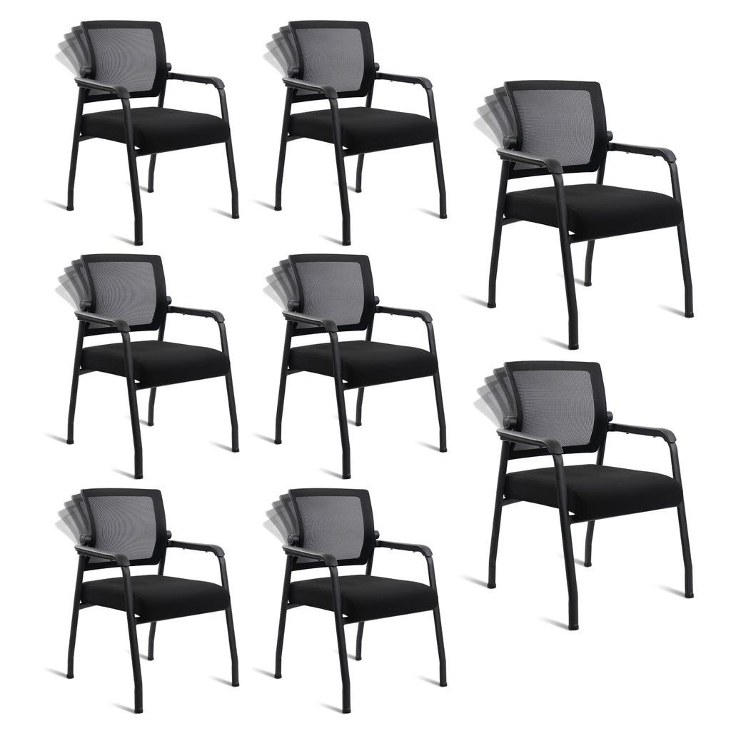 Klasika Desk Chair No Wheels with Adjustable Mesh Backrest, Arm Chair with Ergonomic Lumbar Support and Thickened Seats Cushion, Waiting Room