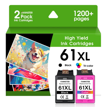 61XL 61 XL Ink Cartridges High Yield Replacement for HP Ink 61 61 XL 61XL for Envy 4500 4501 4502 5530 Deskjet 1000 1010 1050 1510 2510 2540 3000 Officejet 2620 4630 Printer (1 Black,1 Color)