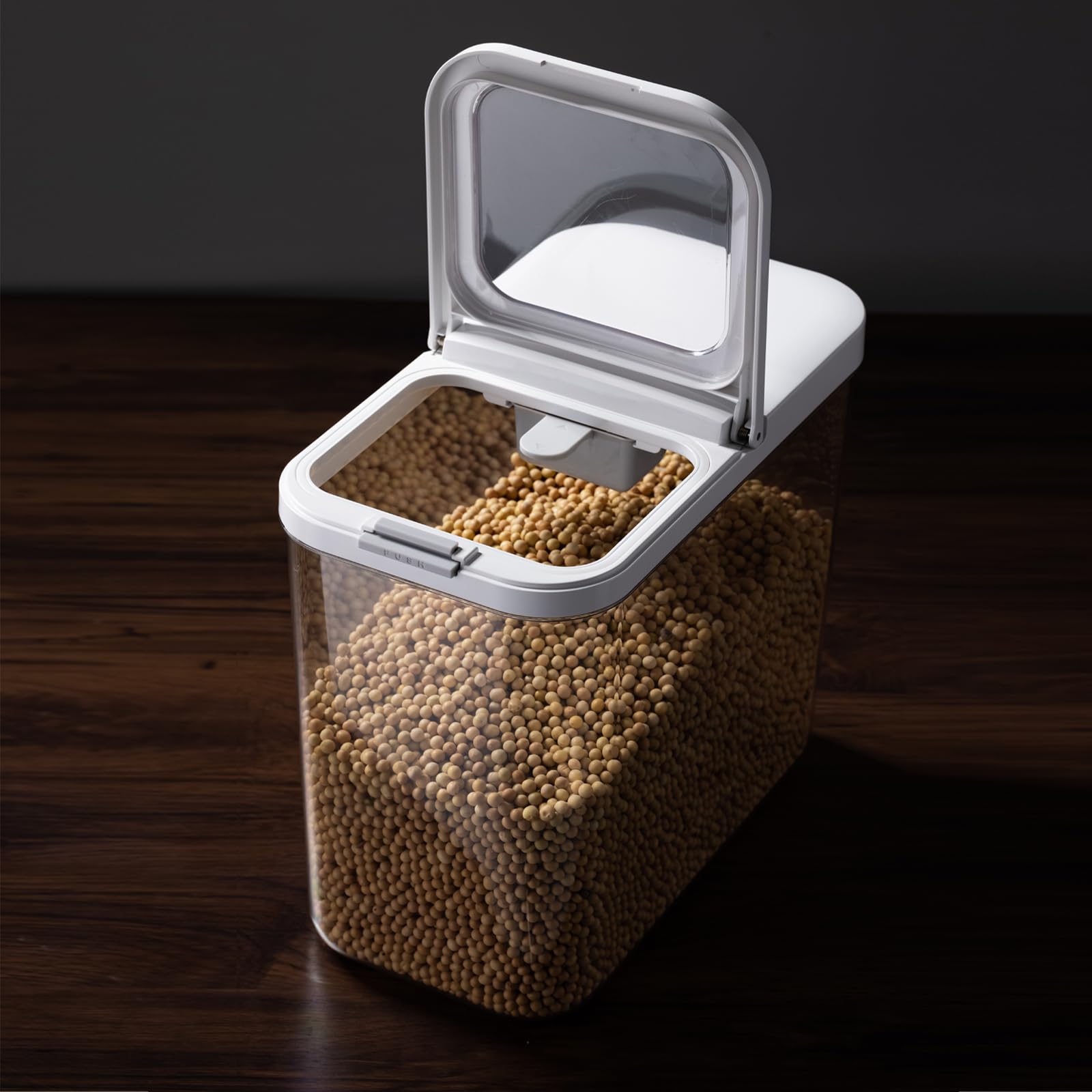 20-25 lbs Rice Dispenser with measuring spoon - 11.4Qt/12L Large Airtight Food Storage Rice Container for Cereal, Flour - BPA-Free PET, Slim Space-Saving