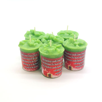 Handmade Votive Candles with Lucky Bayberry Poem Set of 6 Original Bayberry Candles