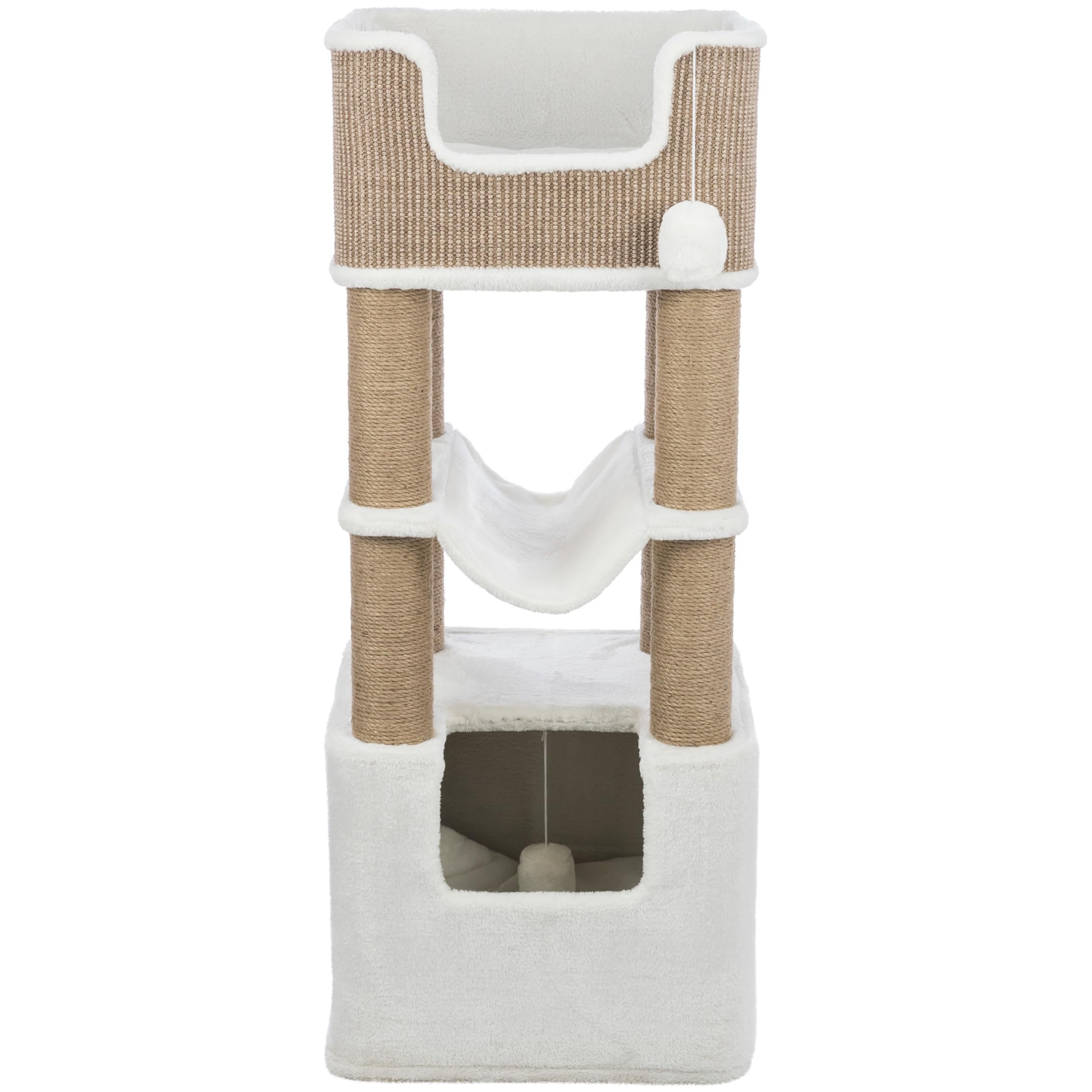 Trixie Lucano 43.3-in XXL Cat Tree, Indoor Cat Furniture with Jute Scratching Posts, Sisal and Plush Covered Condo, Dangling Interactive Toys, Brown
