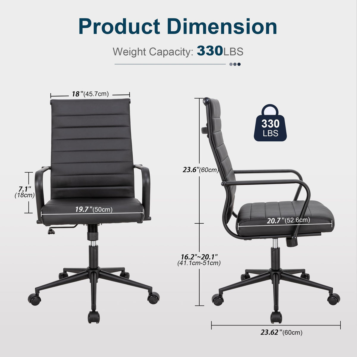 Okeysen Ergonomic Office Desk Chair, Modern Pu Leather Conference Room Chairs Ribbed, High Back Executive Swivel Rolling Chair for Home, Office
