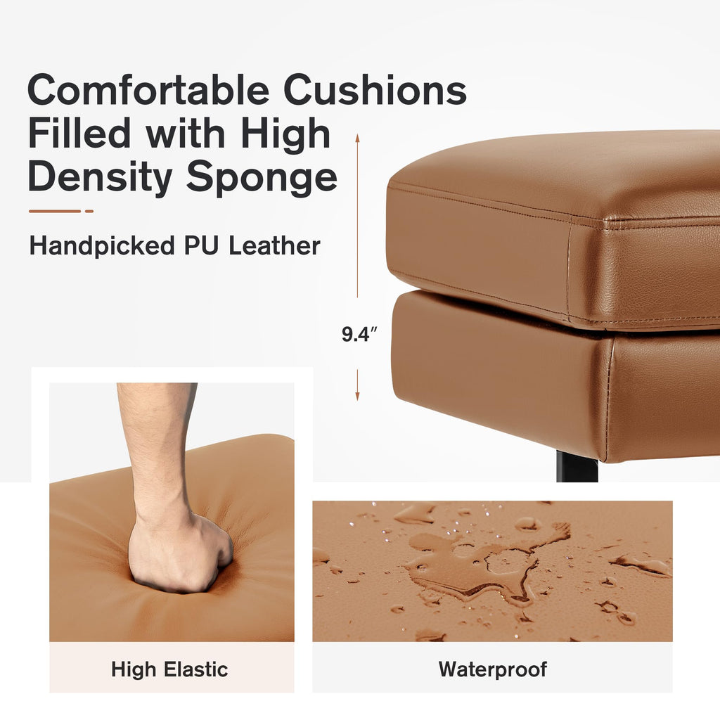 Furmax 59.6 Inches Waiting Room Chairs - 3 Seats Faux Leather Office Guest Chair - Conference Room Upholstered Reception Bench - Lobby