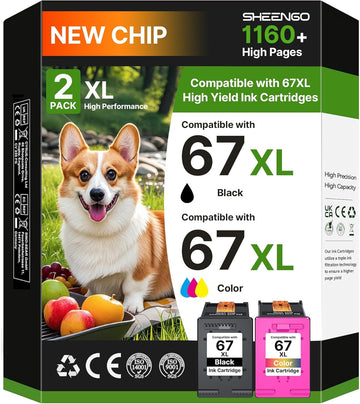 67XL Ink Cartridges Black/Color Combo Pack Replacement for hp 67XL (2-Pack) | Works with HP Deskjet 2700 2700e 2755 2755e 2855e 2800e 2852e 2827e 4100e 4155e 4227e 4255e Envy 6055e 6455e Series