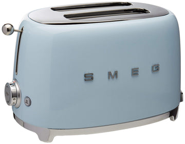 SMEG 2 Slice Toaster with 6 Presets and Defrost Function and Removable Crumb Tray TSF01PBUS, Pastel Blue