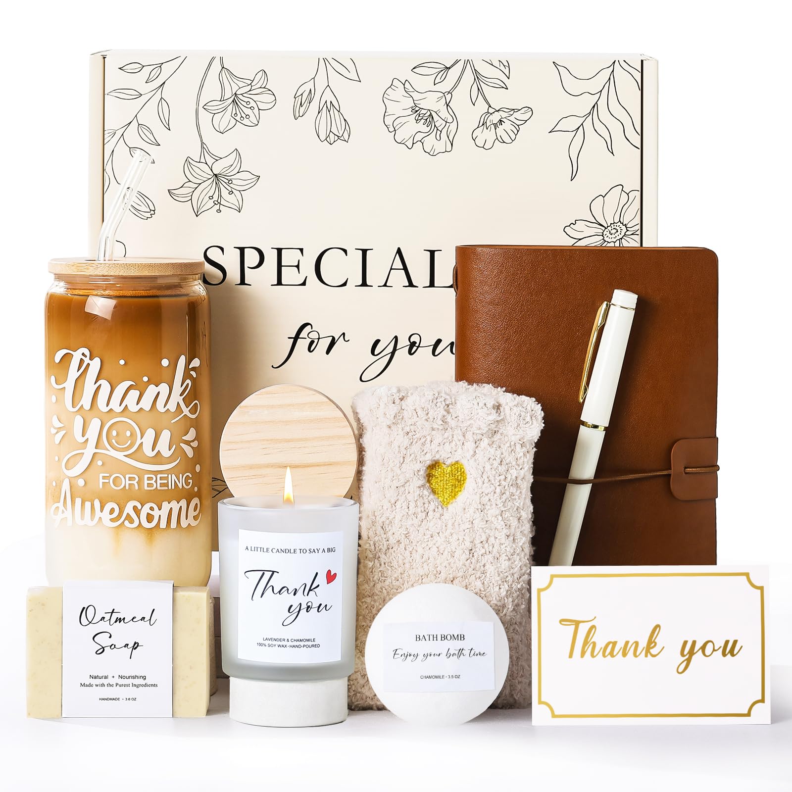 Thank You Gifts for Women, 9pcs Teacher & Employee Appreciation Gifts, Thank You Gift Basket Appreciation Gift Box for Women Coworkers Nurse Friends Secretary Employees