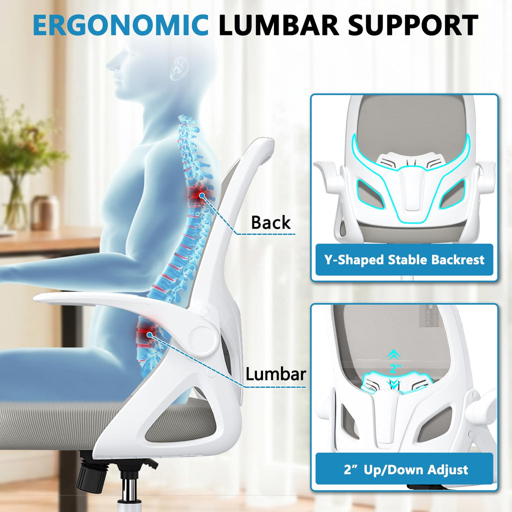 Kensaker Drafting Chair Tall Office Chair, Ergonomic Standing Desk Chair with Adjustable Foot Ring and Flip-up Armrests, Mesh Computer Chair