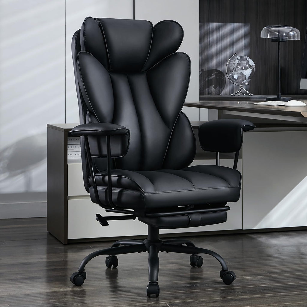 Amseatec Big and Tall Office Desk Chair - 400lbs Wide Ergonomic Executive with Footrest, High Back Lumbar Support Reclining Gaming Computer