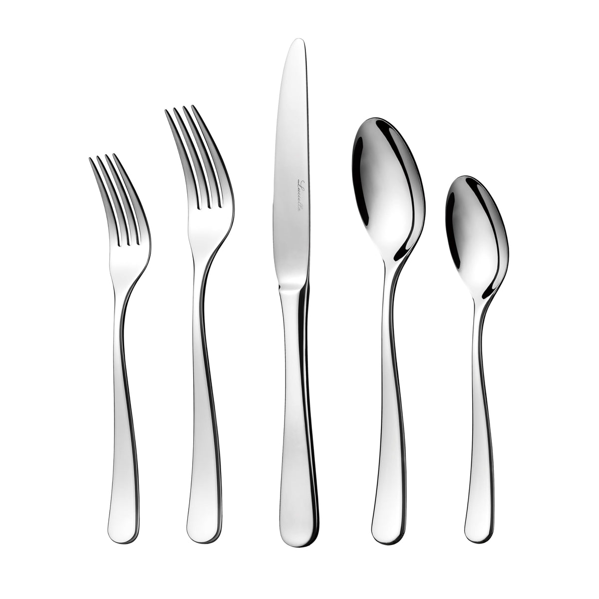 LUCIELLA Silverware Set for 12 | 18/10 Stainless Steel Flatware Set | Mirror Finish, Heavy-Duty, Dishwasher Safe, Elegant & Durable, Built to Last (65-Piece, Tropea)