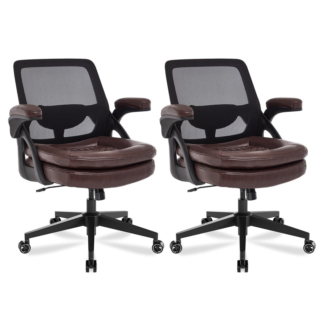 Beryth Big and Tall Office Chair, 500lbs Heavy Duty Ergonomic Mesh, Brown, 2BOX