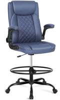 Misolant Drafting Chair with Footrest Ring, Tall Office Chair for Standing Desk, Standing Chair with Adjustable Height and Flip-up Armrest, Pu