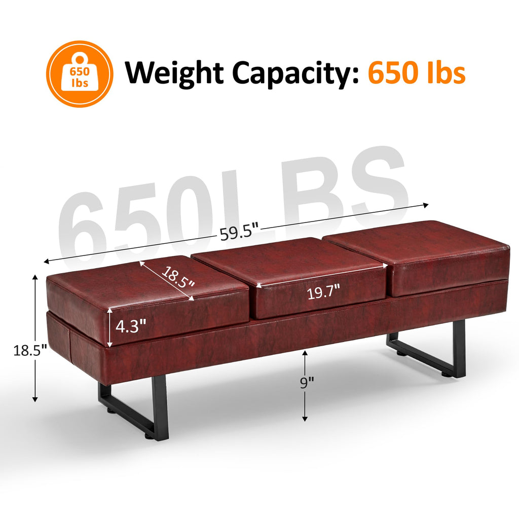 Barberpub Waiting Room Chairs, Heavy Duty Office Guest Reception Bench, Faux Leather Upholstered Lobby Chairs for Salon, Conference Room 7008