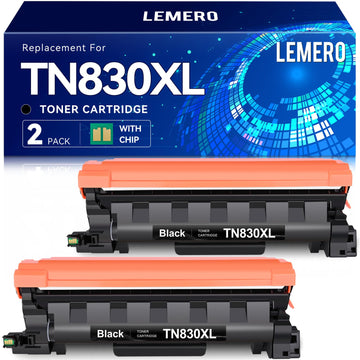 LEMERO Compatible Toner Cartridge Replacement for Brother TN830XL TN830 TN-830 Black High Yield Toner Cartridge Work with DCP-L2640DW HL-L2460DW HL-L2480DW HL-L2405W MFC-L2820DW Printer 830XL 2-Black