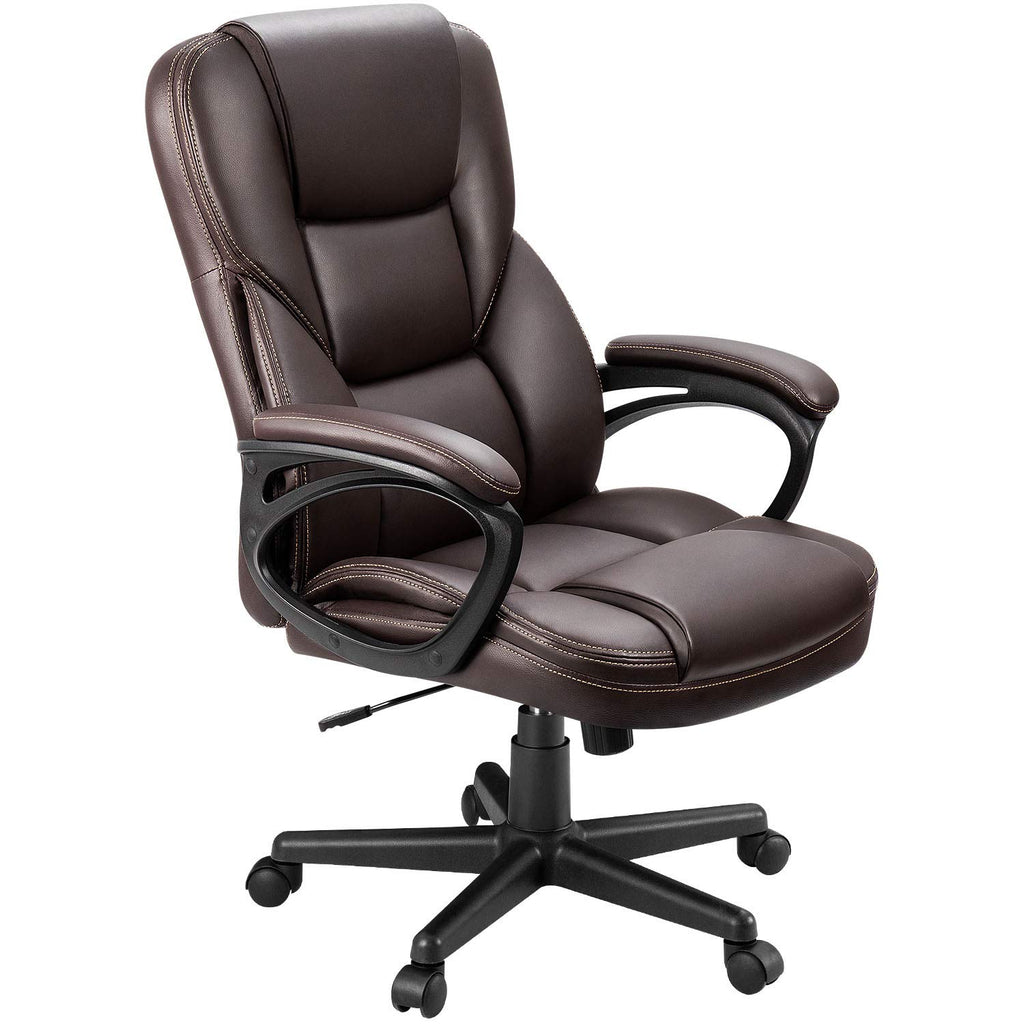 Furmax Office Executive Chair High Back Adjustable Managerial Home Desk Chair, Swivel Computer Pu Leather Chair with Lumbar Support (brown)