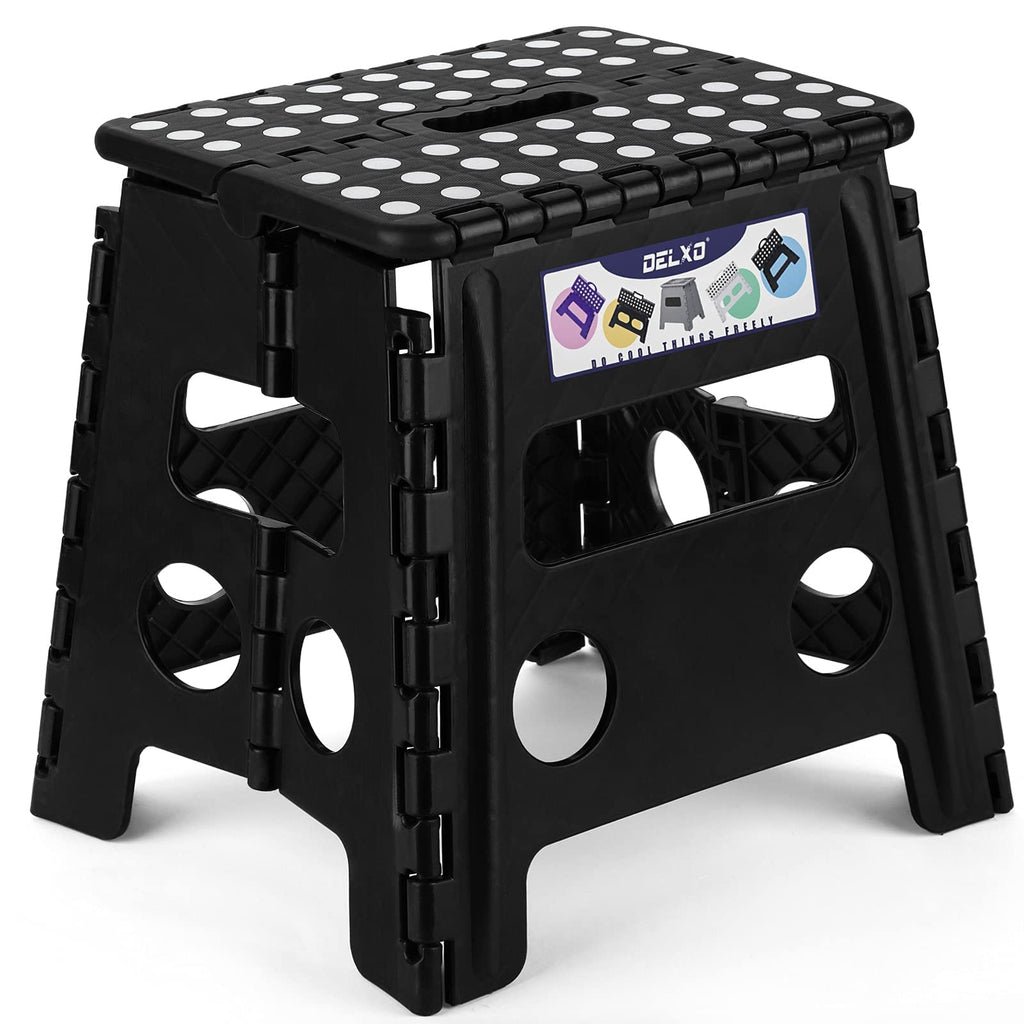 Delxo Folding Step Stool 13 Inch,300 Lbs Step Stool for Adults Black