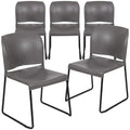 Flash Furniture Hercules Series Contoured Stacking Chairs for Waiting Rooms and Offices, Ergonomic Lobby Chairs with Curved Back, Set of 5, Gray