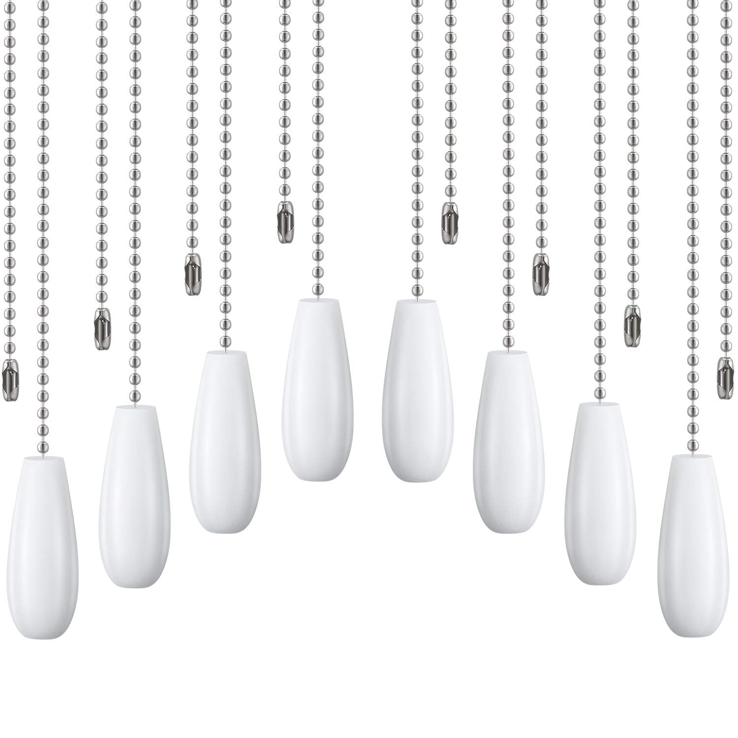 8 Pieces Ceiling Fan Pull Chains Extender Wooden Pendant Pull Chain Extension for Ceiling Light Lamp Fan(White)