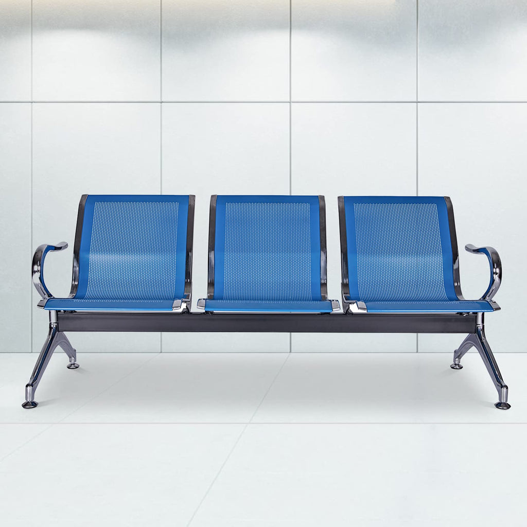 Buenotoys 3-seat Waiting Room Chairs - Waiting Room Bench with Arms Airport Reception Bench Guest Reception Chairs Lobby Bench Waiting Area for