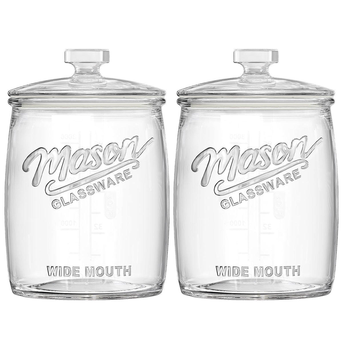 2 Pack Cookie Jar, 1 Gallon Glass Jar with Airtight Lids - Large Wide Mouth Mason Jar for Kitchen Pantry& Laundry Room, Glass Apothecary Canisters Sets for Candy, Flour, Rice, Coffee, Display
