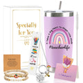 Teacher Appreciation Gifts for Women - 20 Oz Purple Tumbler Set Big Heart Stainless Steel Tumbler Cup with Lid Straw, Thank You Educator Teacher Present Idea for Graduation Thanksgiving Christmas Gift