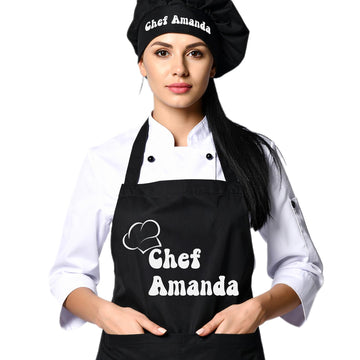 Personalized Chef Apron, Personalized Gift for Dad or Mom, Custom Apron Gift for Boyfriend, Husband, Brother, Wife, Birthday Gifts for Women or Men, Kitchen Cooking Aprons with Pockets