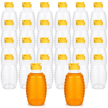 PPXHFV 24 Pack Honey Bottle, Honey Bottles Squeeze 16 oz,With LeakProof Flip-Top Caps,Refillable Honey Plastic Jars,Plastic Honey JarsFor Storing And Dispensing.