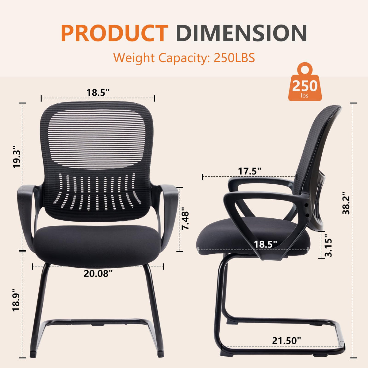 Sweetcrispy Office Desk Chair No Wheels Set of 4, Stationary Non Rolling Mesh Mid Back Computer Guest Side Chair with Lumbar Support for Home