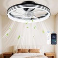 Ceiling Fans with Lights and Remote, 20" Modern Foldable Low Profile Ceiling Fan with Light, Stepless Color Temperature Change and 6 Speeds for Bedroom, Kids Room and Living Room (Stripe Black)