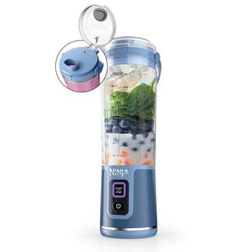 Ninja Blast Portable Blender, Cordless, 18oz. USB-C Rechargeable, Dishwasher Safe Parts, Denim Blue, BC151ND (Renewed)