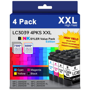 LC3039 BK/C/M/Y XXL Ink Cartridges, Extra High Yield Compatible for Brother LC3037 LC3039XXL Work for MFC-J5945DW MFC-J5845DW MFC-J6545DW MFC-J6945DW Printer 4-Pack