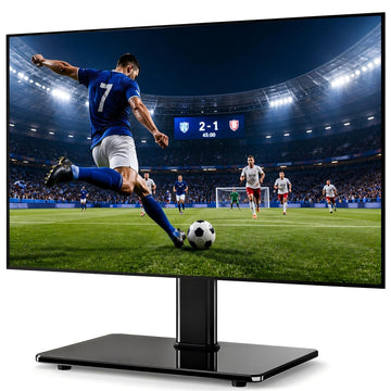 5Rcom Universal Swivel TV Stand for 27-60 inch Curved/Flat Screen TVs, Table Top TV Base Replacement Holds up to 88 lbs, Height Adjustable TV Stand Mount with Tempered Glass Base, MAX VESA 400x400mm