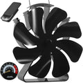 VODA Wood Stove Fan Heat Powered Fireplace Fans 8 Blades Non Electric, Heat Activated Thermal Fan for Wood Burning Stove/Log Burner, Stove Accessories Thermometer