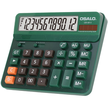 Pendancy Desk Calculator Large Display, 5in LCD 12-Digit, Large Button Calculators Desktop for Accounting, Battery Solar Powered, Rounding Mode & Decimal Places, for Office Business & Home(OS-6815)