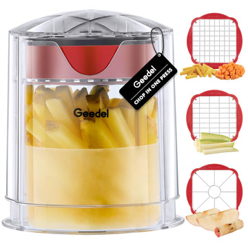 Geedel French Fry Cutter, Potato Cutter, Apple Slicer and Corer, 3 Blades