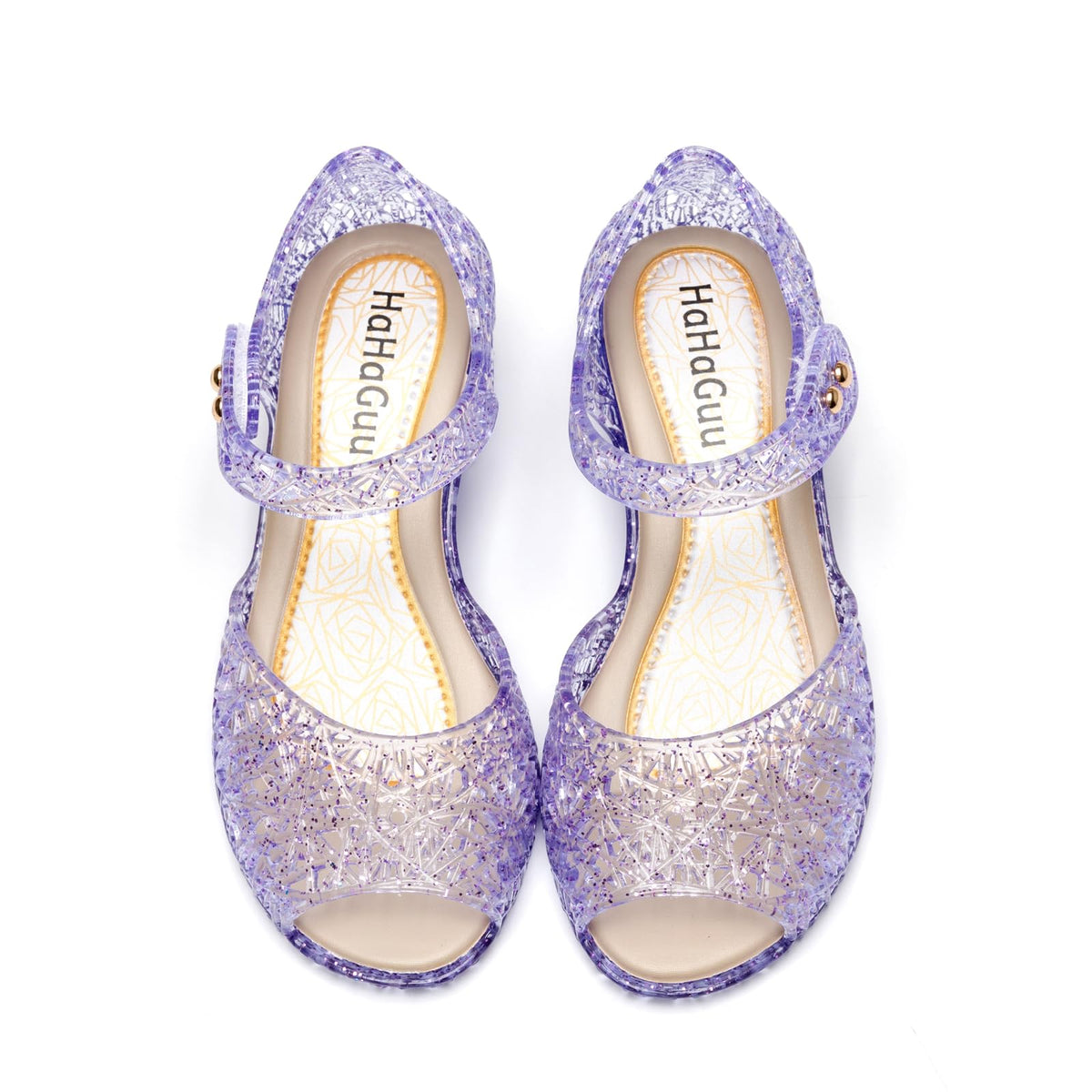 Princess Jelly Flats Shoes Girls Birthday Party Heels Snow Queen Cosplay Costumes Dress Up Sandals For Toddler Little Girls Big Kids